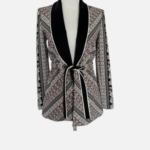 Alice + Olivia Patterned Tie-Front Blazer – Size Small